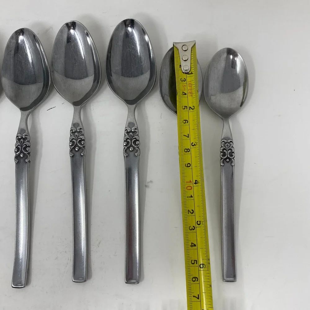 Vtg‎ Ekco Eterna Japan 24 Piece Flatware Set Mid Century Floral Scroll Stainless